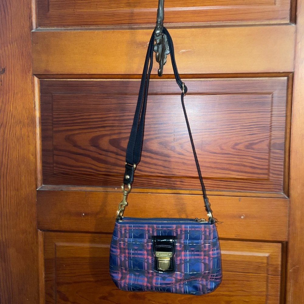 Coach Signature Blue & Red Tartan Plaid Crossbody *make offers*